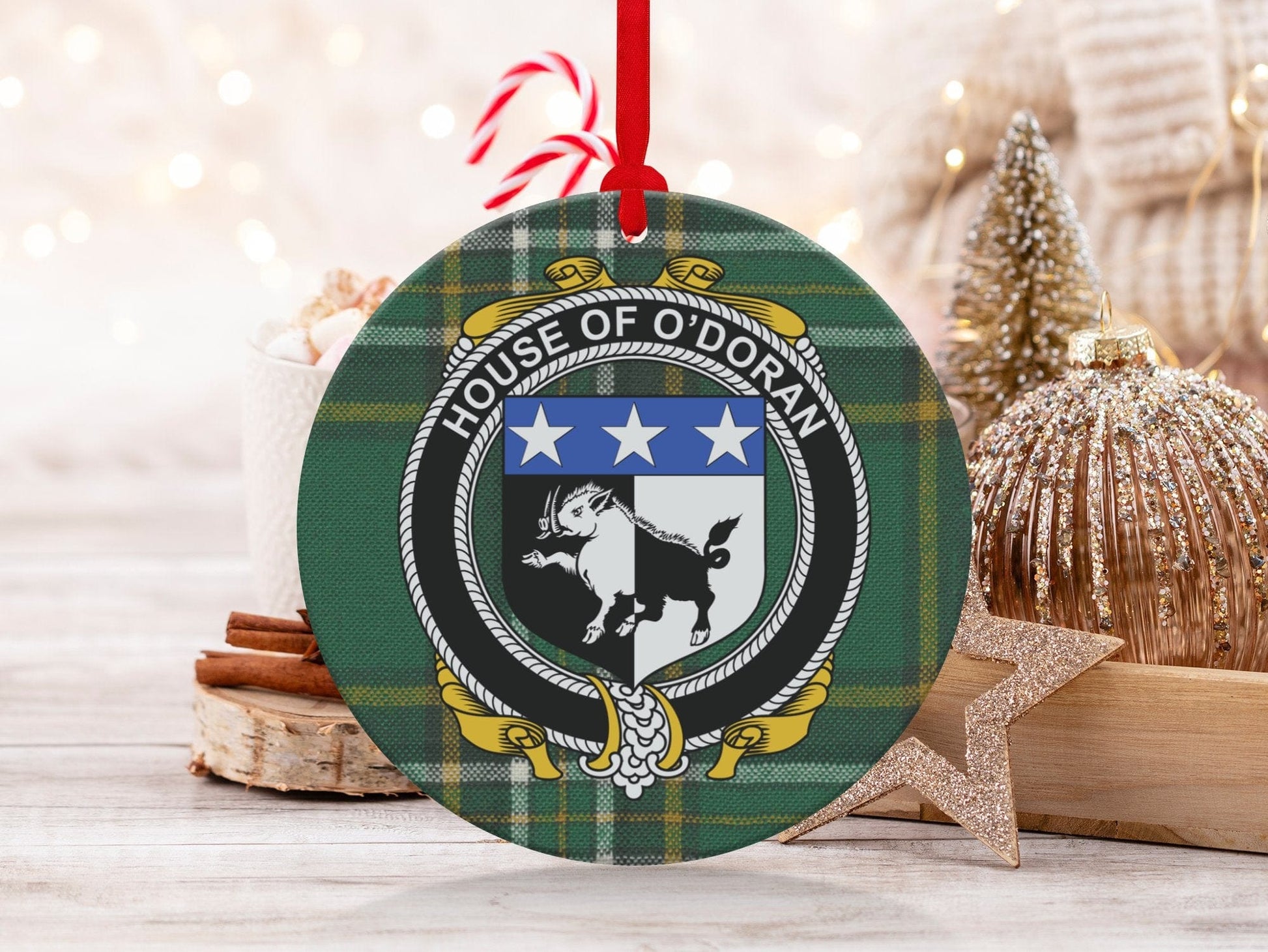 Physical Item O'Doran Crest Irish tartan Christmas ornament decoration Ornaments