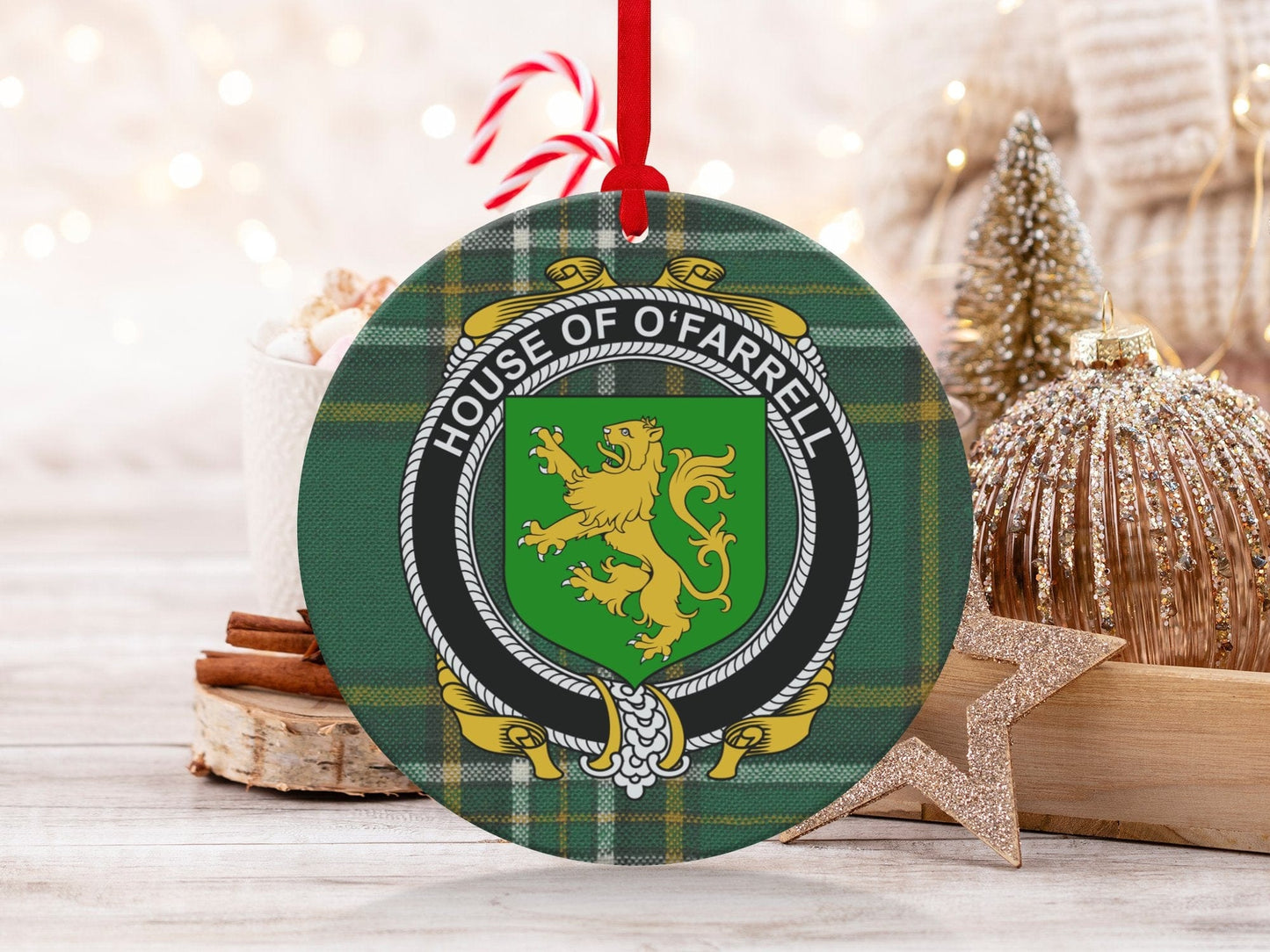 Physical Item O'Farrell Crest Irish Tartan Christmas Ornament Decoration Ornaments