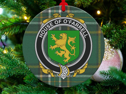 Physical Item O'Farrell Crest Irish Tartan Christmas Ornament Decoration Ornaments