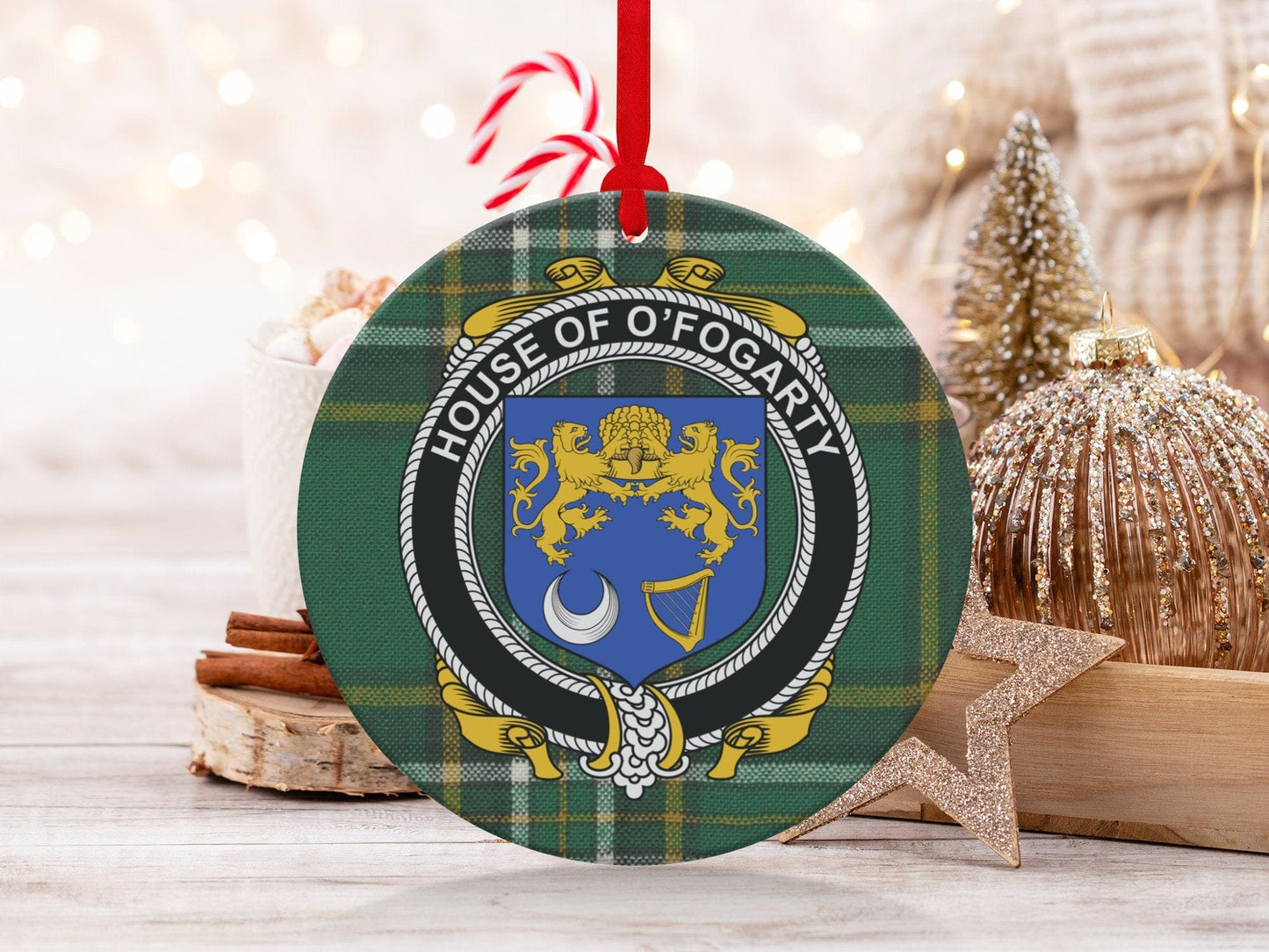 Physical Item O'Fogarty Crest Irish tartan Christmas Ornament Decoration