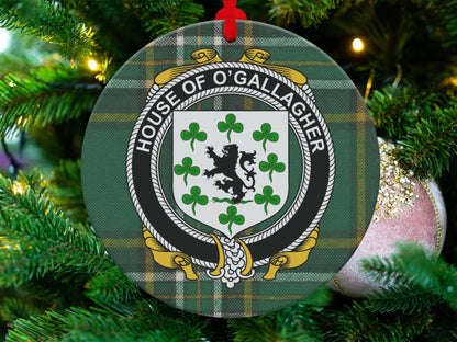 Physical Item O'Gallagher Crest Irish Tartan Christmas Ornament Decorations