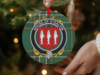 Physical Item O'Galvin Crest Irish tartan Christmas Ornament Decoration