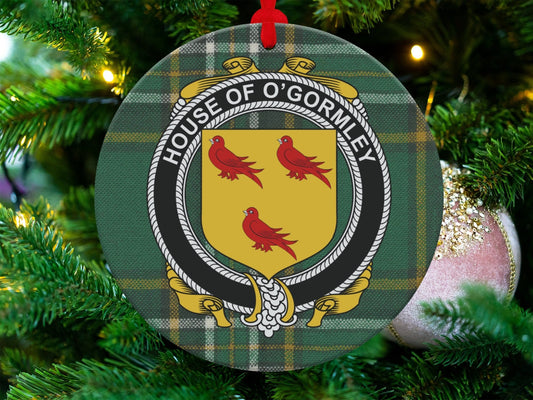 Physical Item O'Gormley Crest Irish Tartan Christmas Ornament Decoration