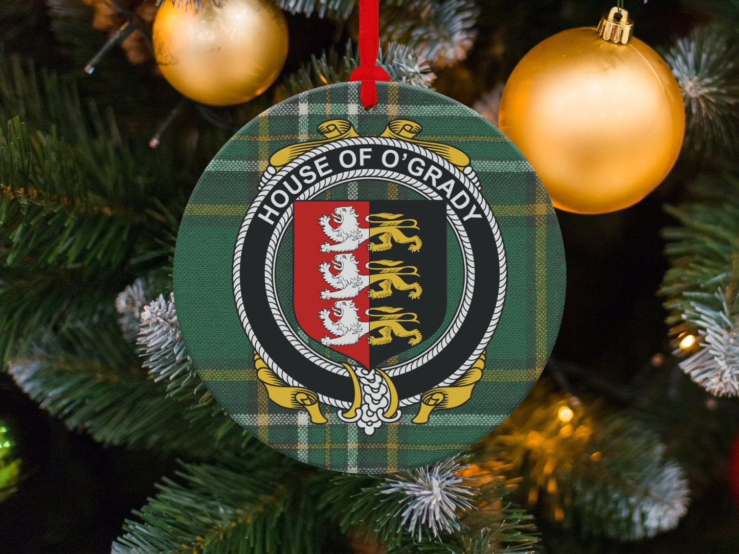 Physical Item O'Grady Crest Irish tartan Christmas Ornament Decoration