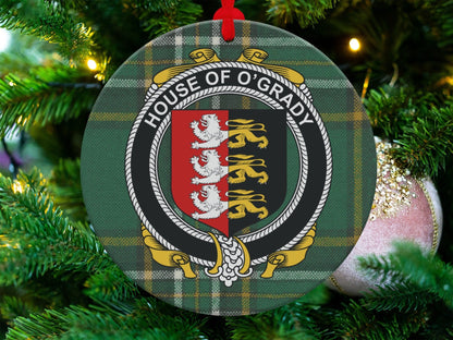 Physical Item O'Grady Crest Irish tartan Christmas Ornament Decoration