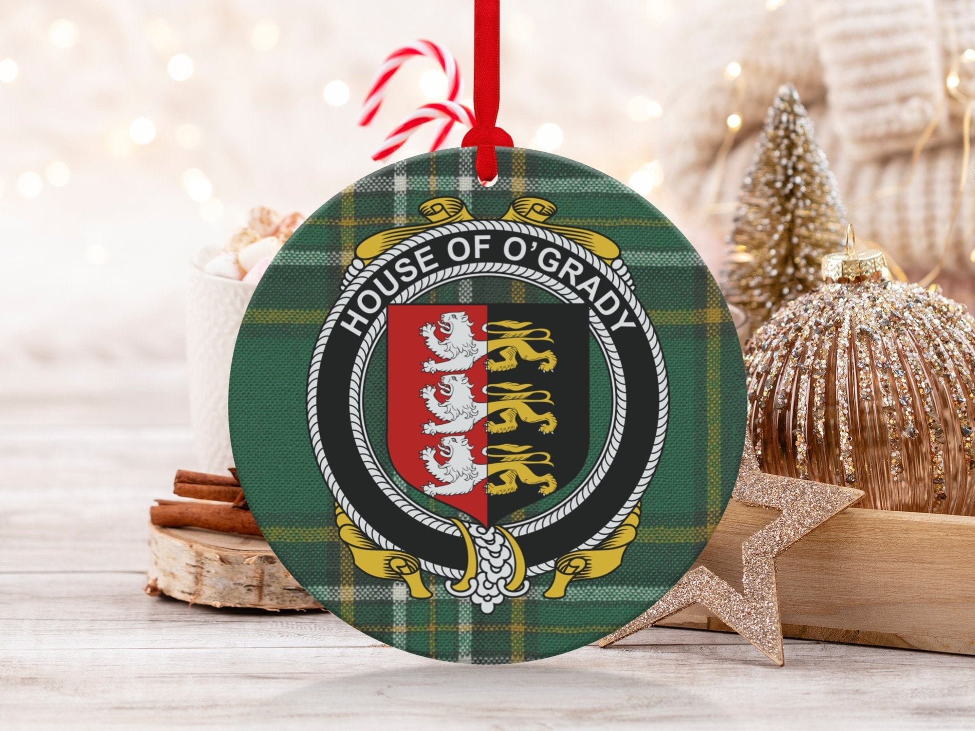 Physical Item O'Grady Crest Irish tartan Christmas Ornament Decoration