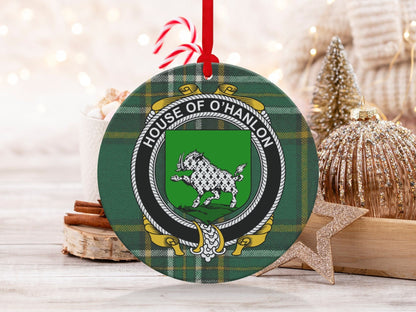 Physical Item O'Hanlon Crest Irish tartan Christmas Ornament Decoration Ornaments