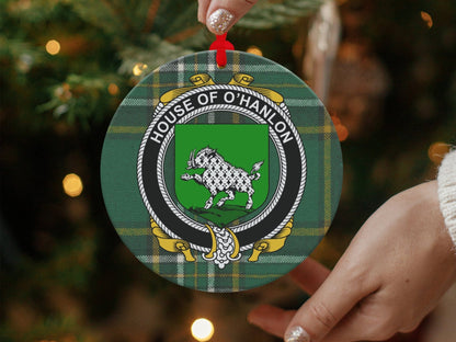 Physical Item O'Hanlon Crest Irish tartan Christmas Ornament Decoration Ornaments