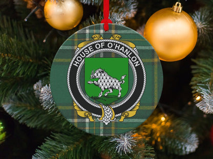 Physical Item O'Hanlon Crest Irish tartan Christmas Ornament Decoration Ornaments