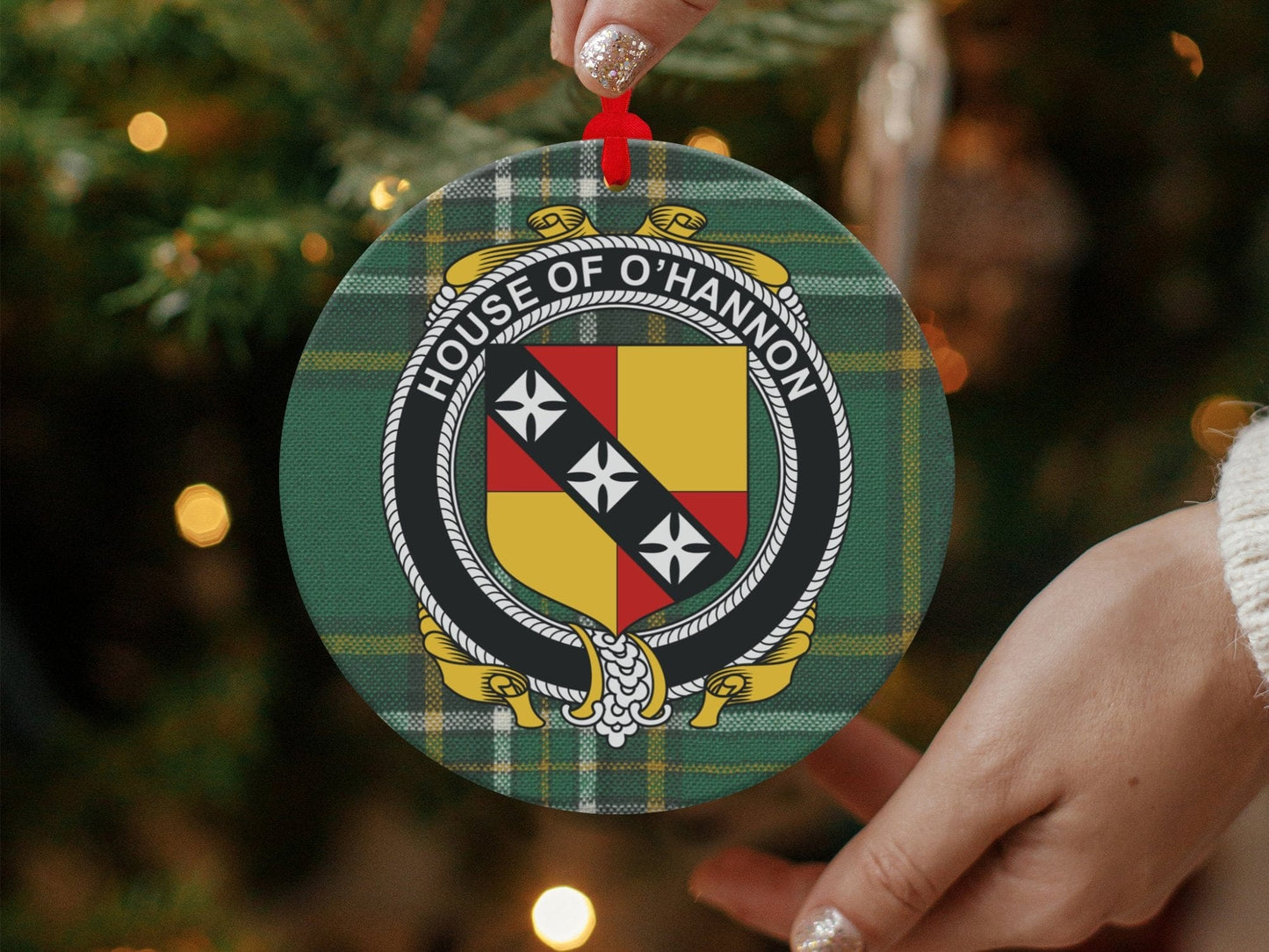 Physical Item O'Hannon Crest Irish tartan Christmas Ornament Decorations