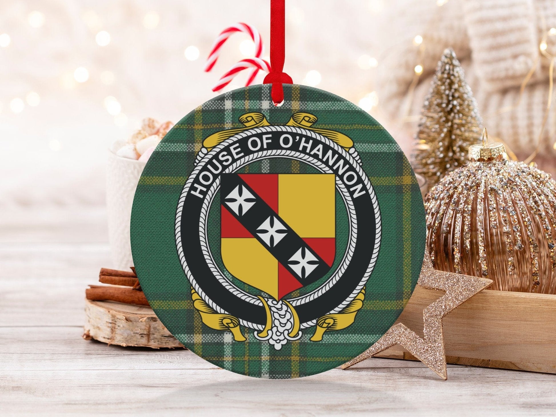 Physical Item O'Hannon Crest Irish tartan Christmas Ornament Decorations