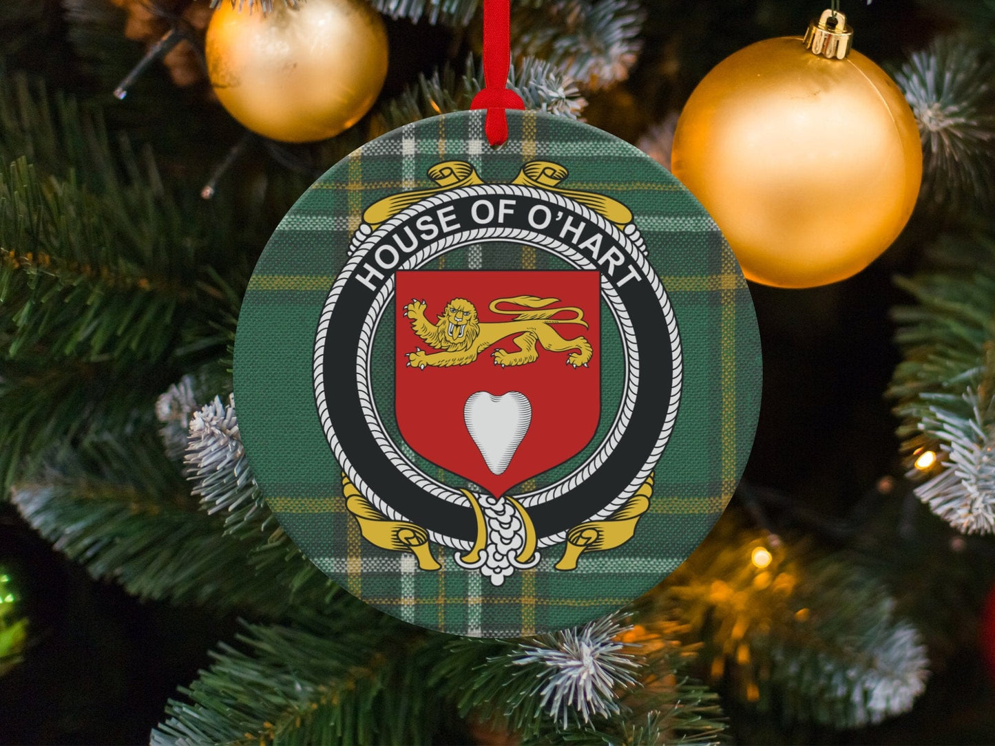 Physical Item O'Hart Crest Irish Tartan Christmas Ornament Decoration