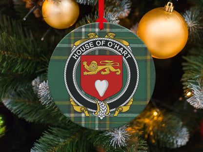 Physical Item O'Hart Crest Irish Tartan Christmas Ornament Decoration