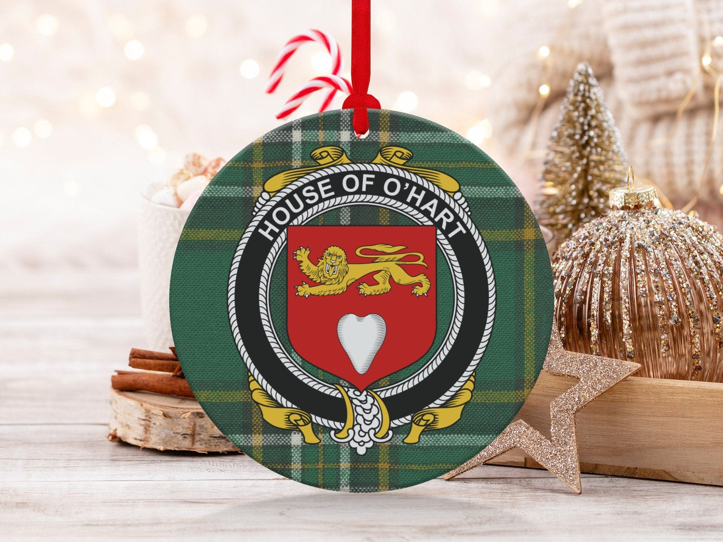 Physical Item O'Hart Crest Irish Tartan Christmas Ornament Decoration