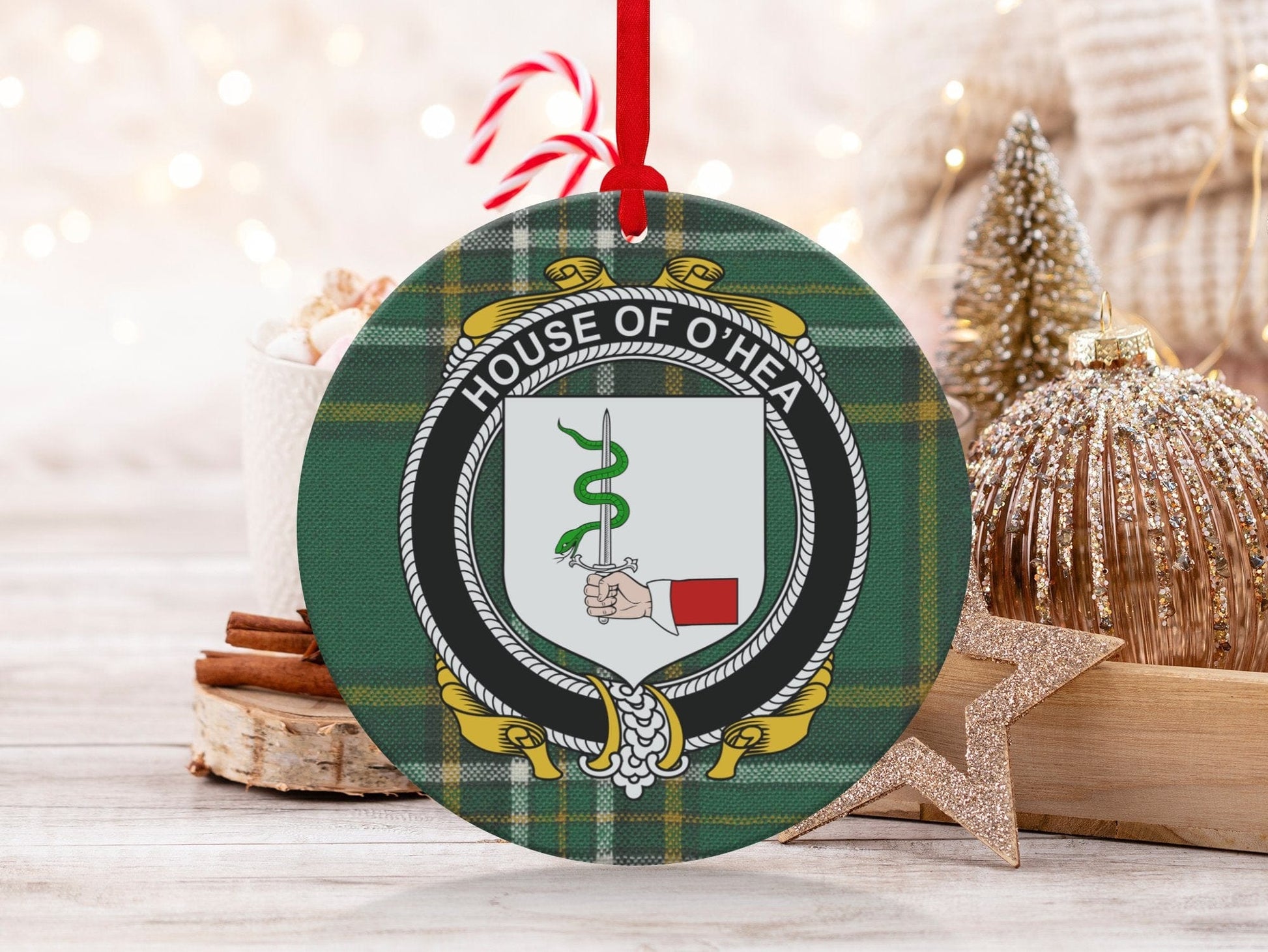 Physical Item O'Hea Crest Irish Tartan Christmas Ornament Decoration