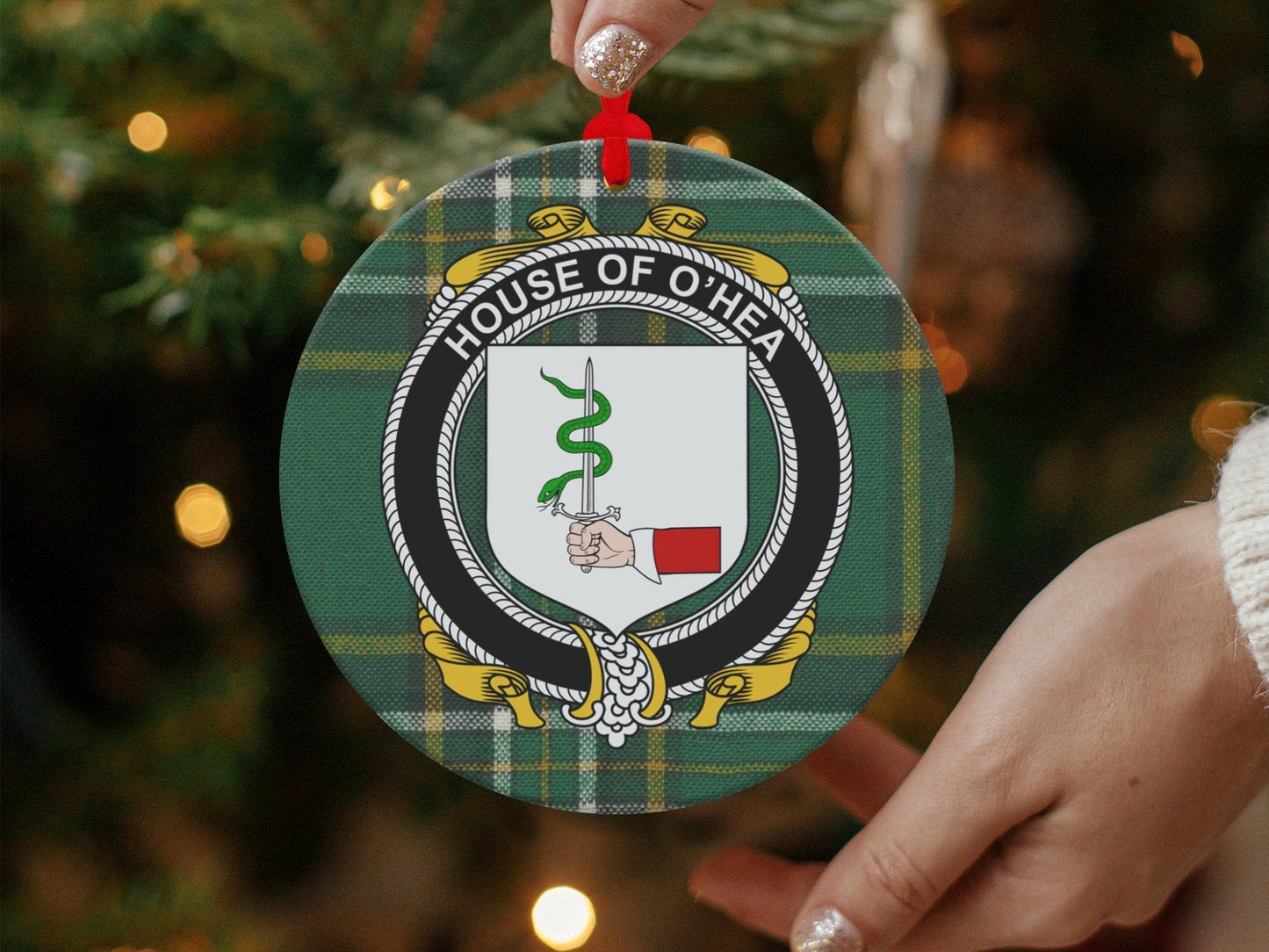 Physical Item O'Hea Crest Irish Tartan Christmas Ornament Decoration