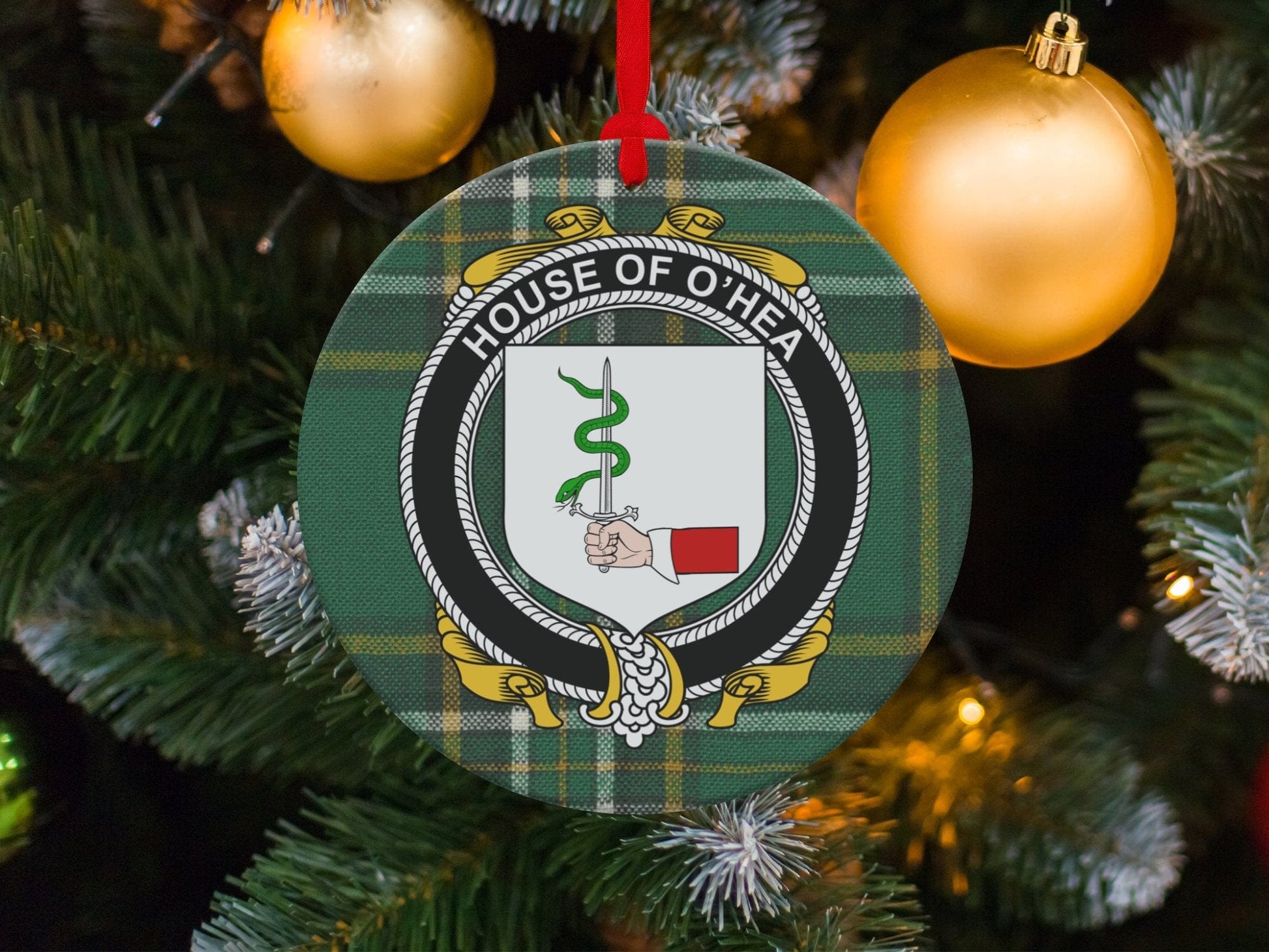 Physical Item O'Hea Crest Irish Tartan Christmas Ornament Decoration