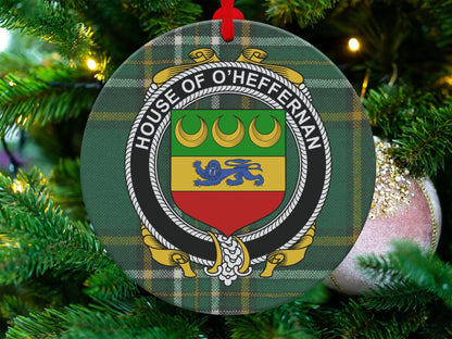 Physical Item O'Heffernan Crest Irish tartan Christmas Ornament Decoration