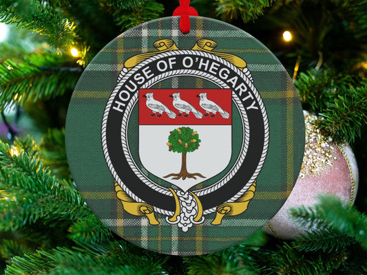 Physical Item O'Hegarty Crest Irish tartan Christmas Ornament Decoration