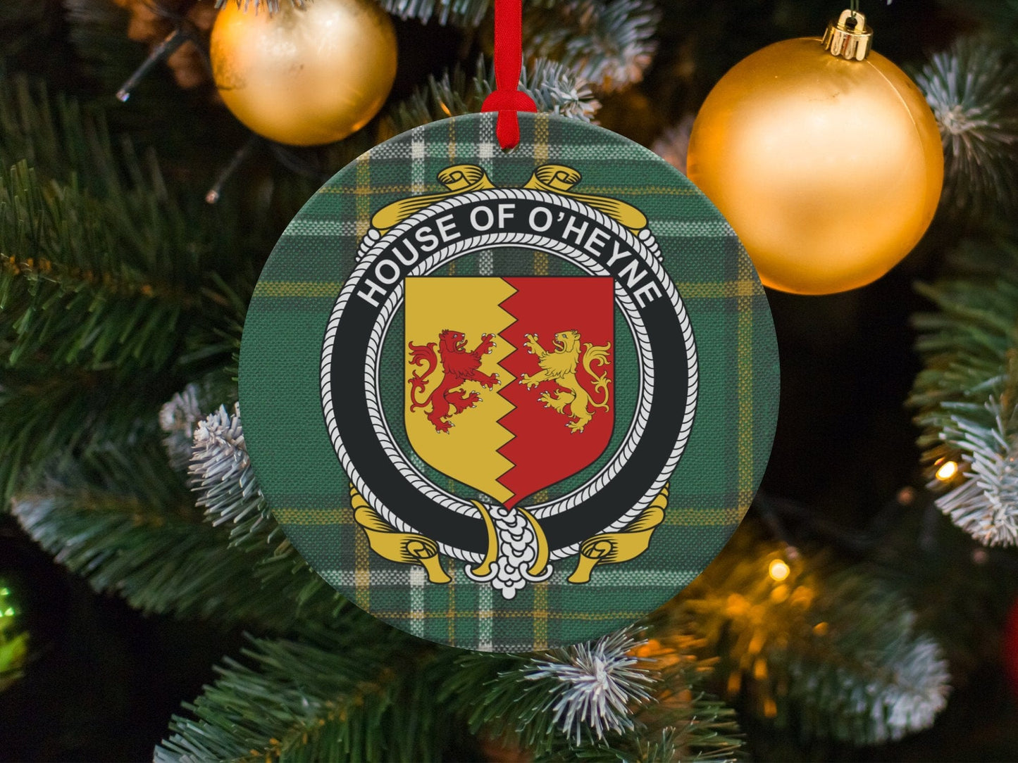 Physical Item O'Heyne Crest Irish tartan Christmas Ornament Decoration