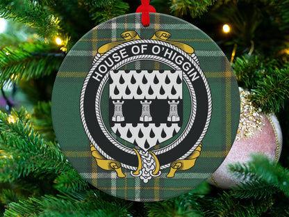 Physical Item O'Higgin Crest Irish tartan Christmas Ornament Decoration