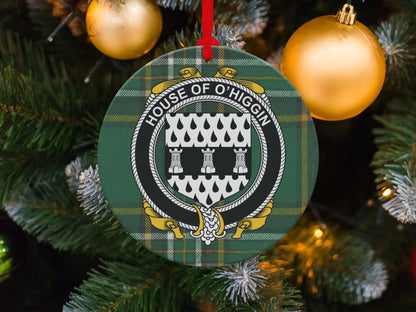 Physical Item O'Higgin Crest Irish tartan Christmas Ornament Decoration