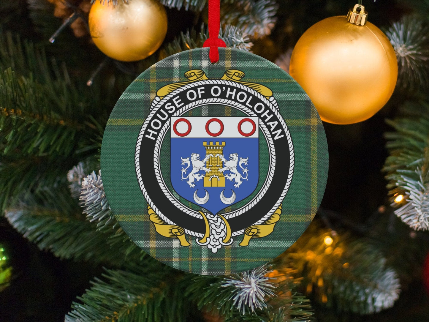 Physical Item O'Holohans Crest Irish tartan Christmas Ornament Decoration Ornaments