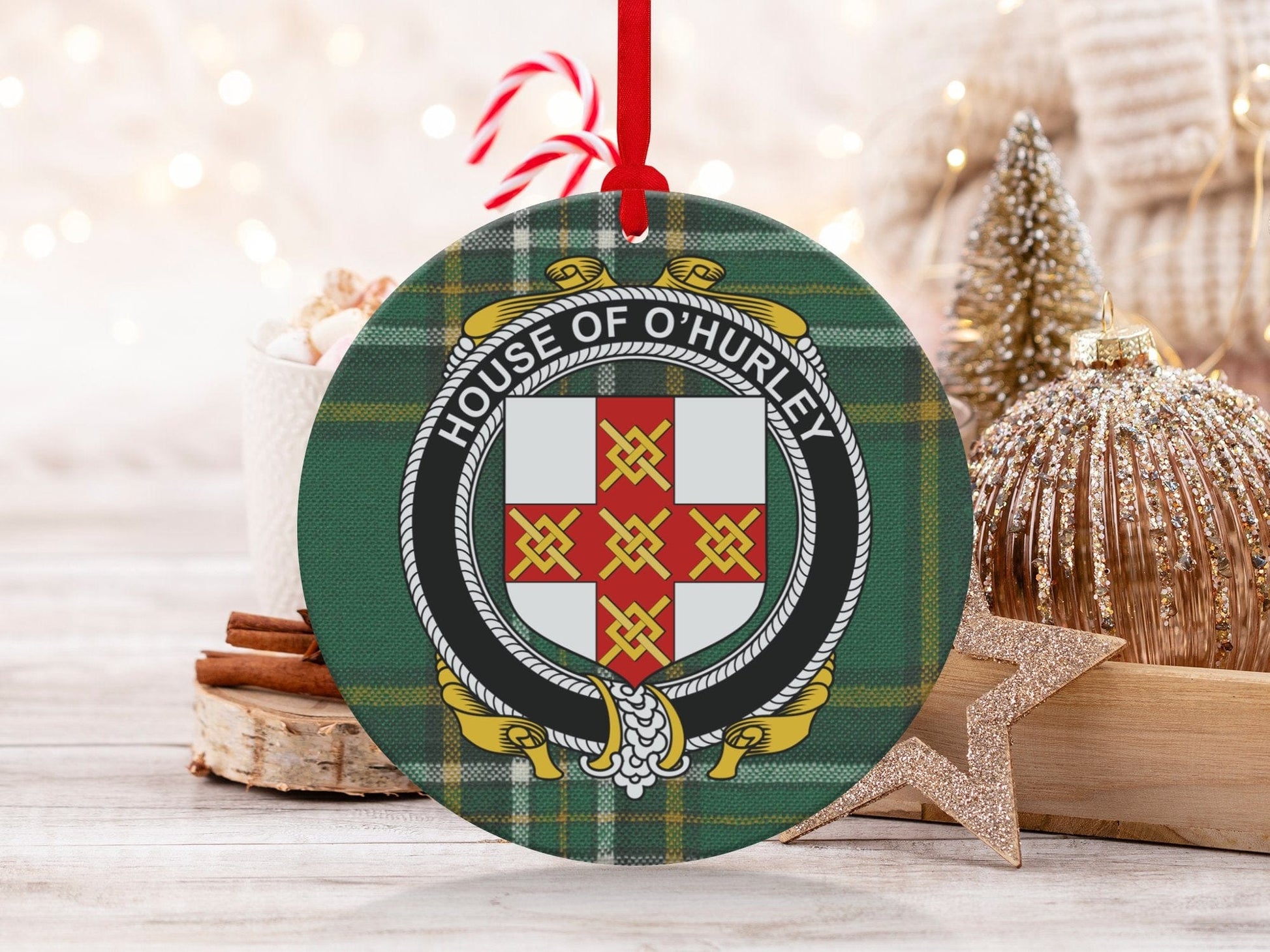 Physical Item O'Hurley Crest Irish tartan Christmas ornament decoration Ornaments