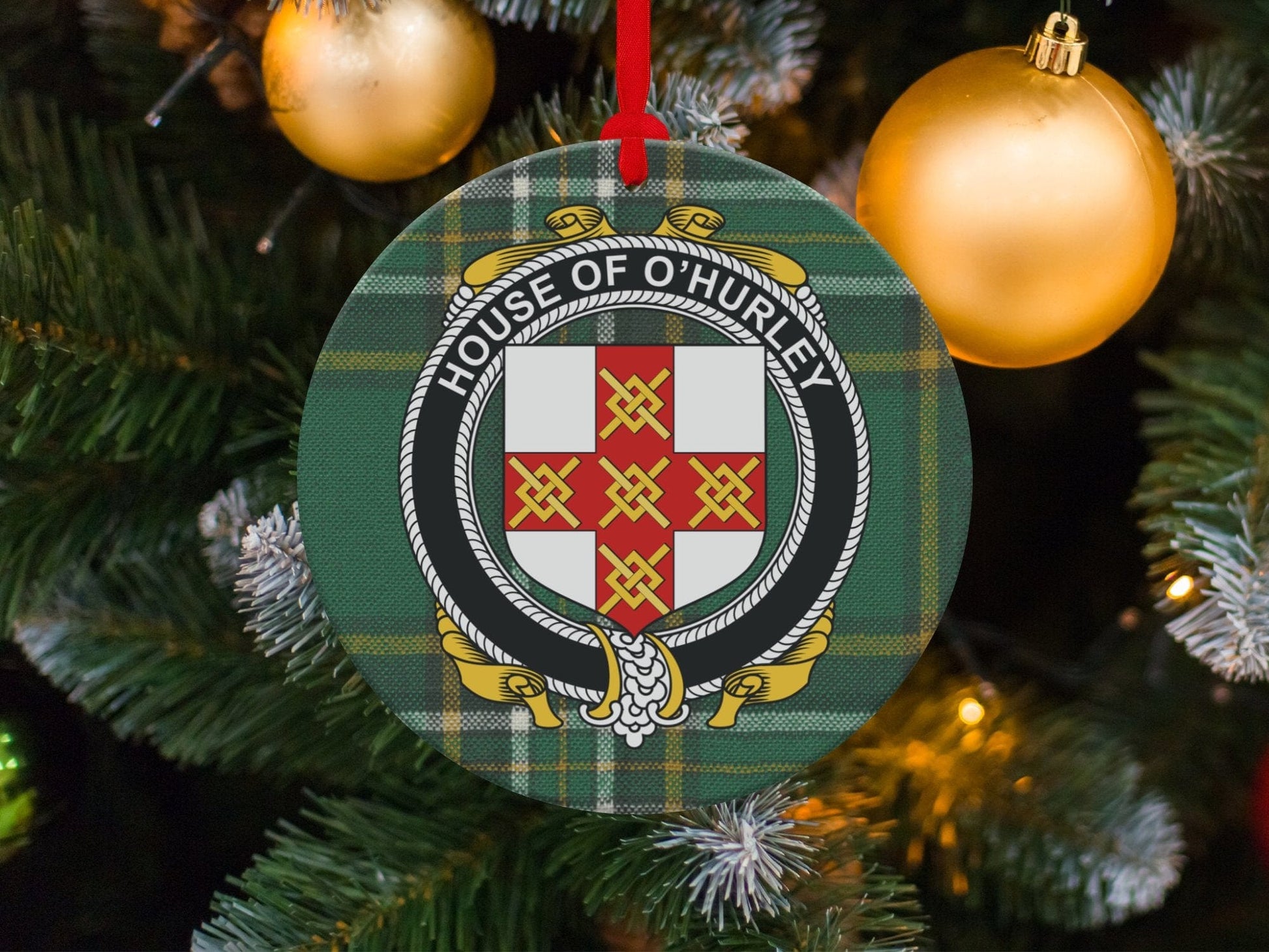 Physical Item O'Hurley Crest Irish tartan Christmas ornament decoration Ornaments