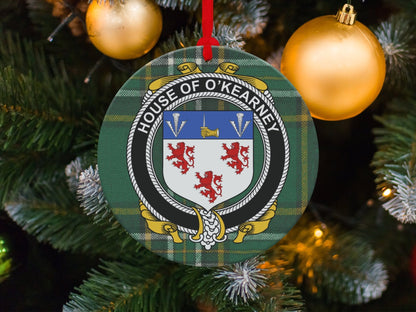 Physical Item O'Kearney Crest Irish surname tartan christmas ornament decoration Ornaments