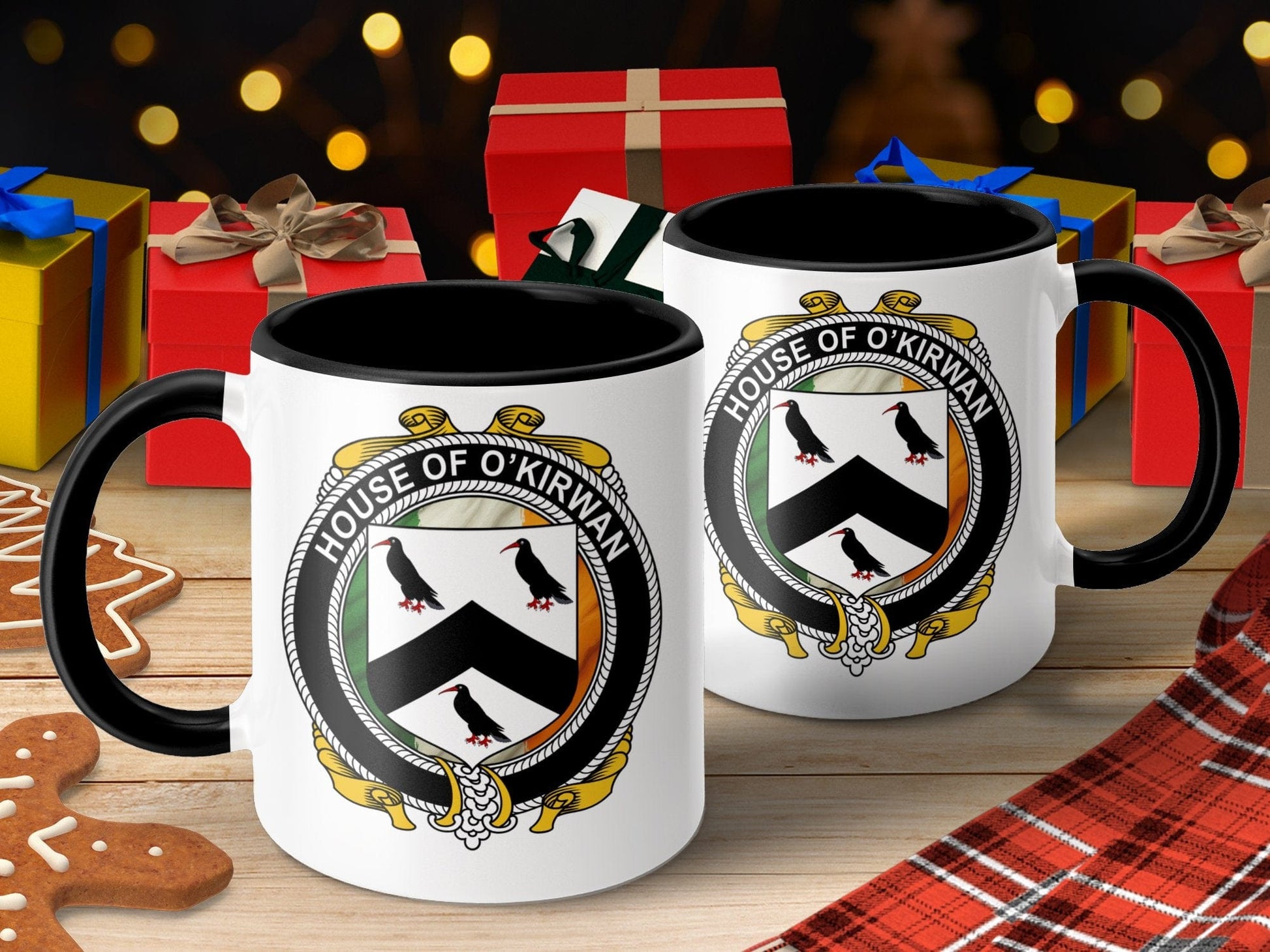 Physical Item O'Kirwan Family Name Irish Crest Ceramic Mugs