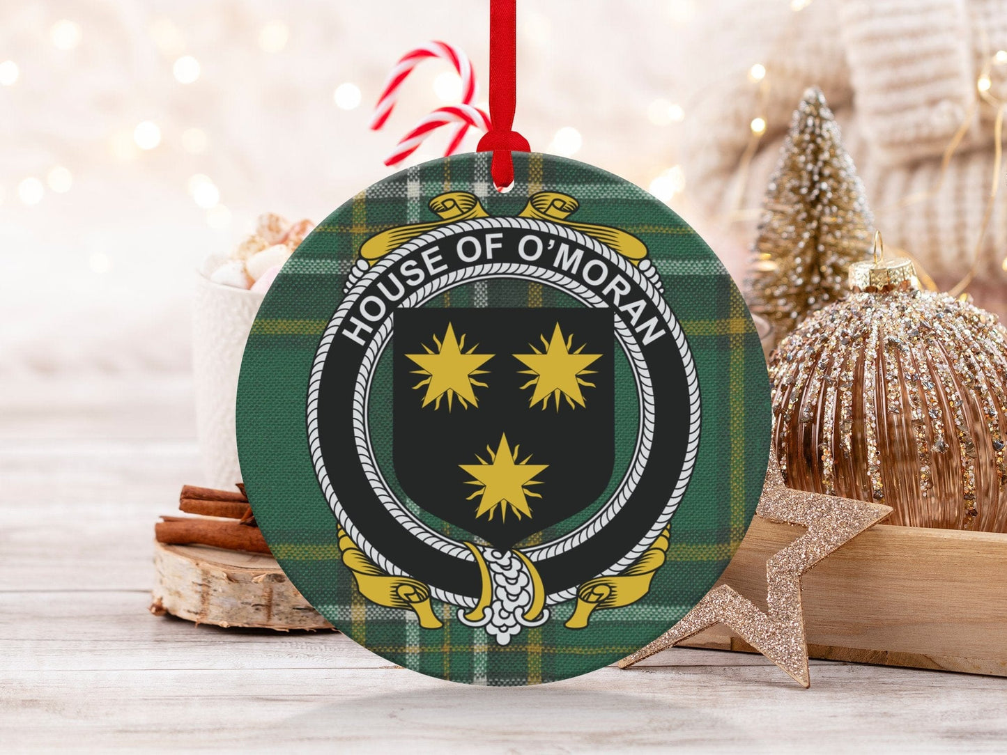 Physical Item O'Moran Crest Irish Surname Tartan Christmas Ornament Decoration