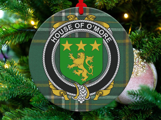 Physical Item O'More Crest Irish surname tartan christmas ornament decoration Ornaments