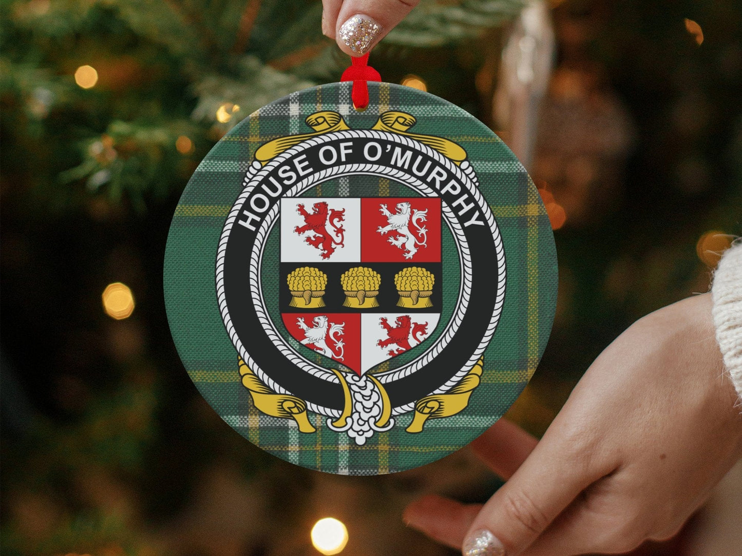 Physical Item O'Murphy Crest Irish surname tartan christmas ornament decoration Ornaments