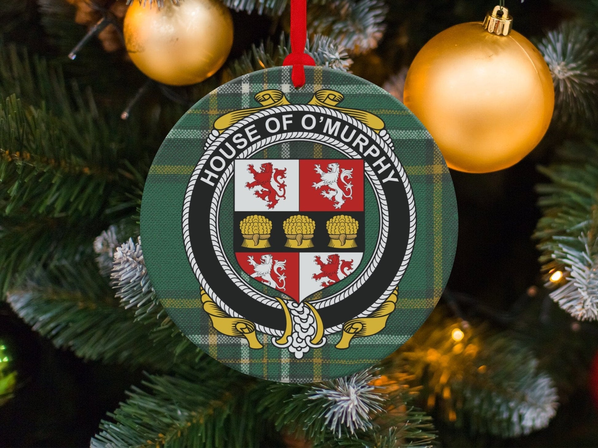 Physical Item O'Murphy Crest Irish surname tartan christmas ornament decoration Ornaments