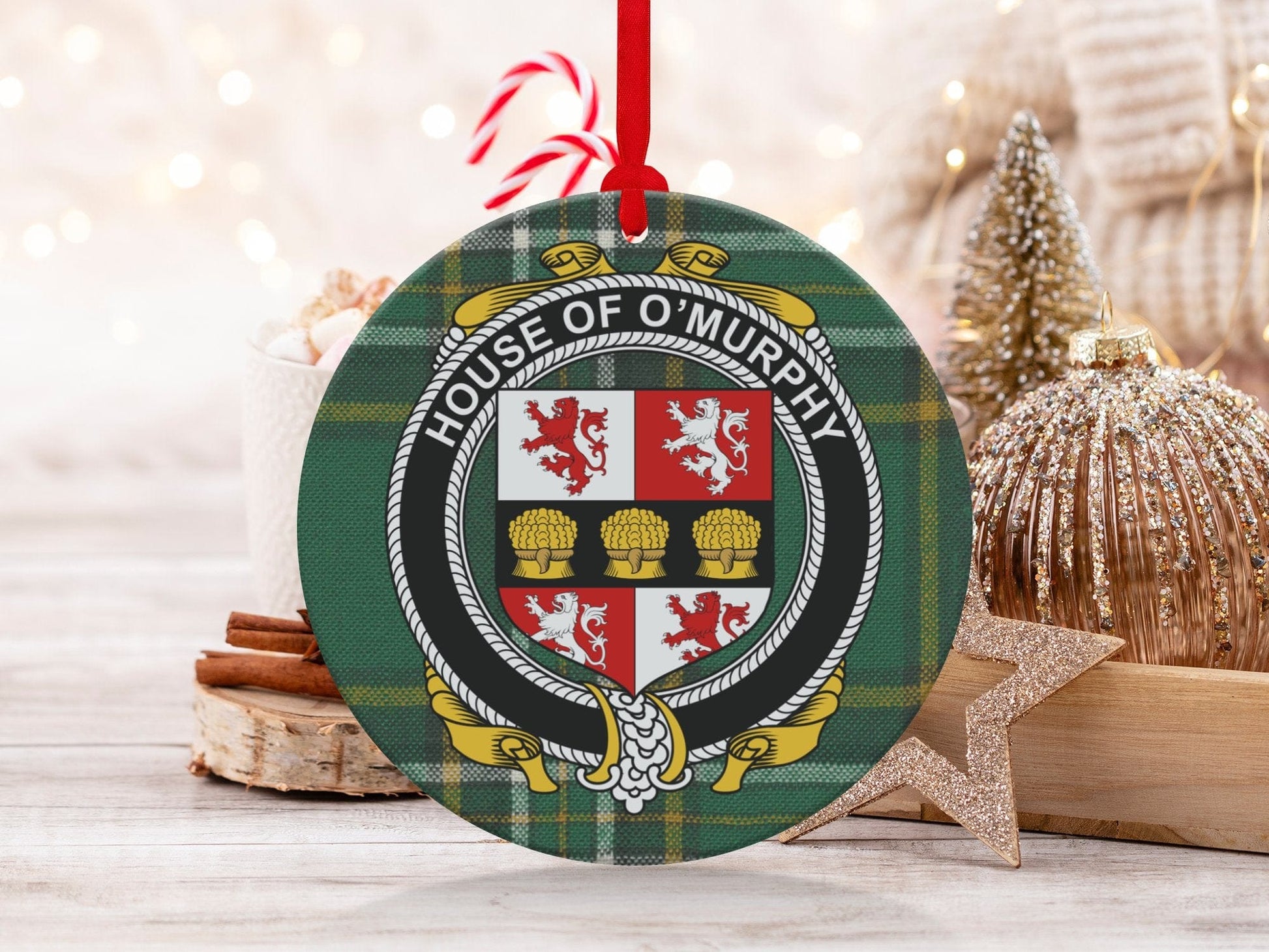 Physical Item O'Murphy Crest Irish surname tartan christmas ornament decoration Ornaments