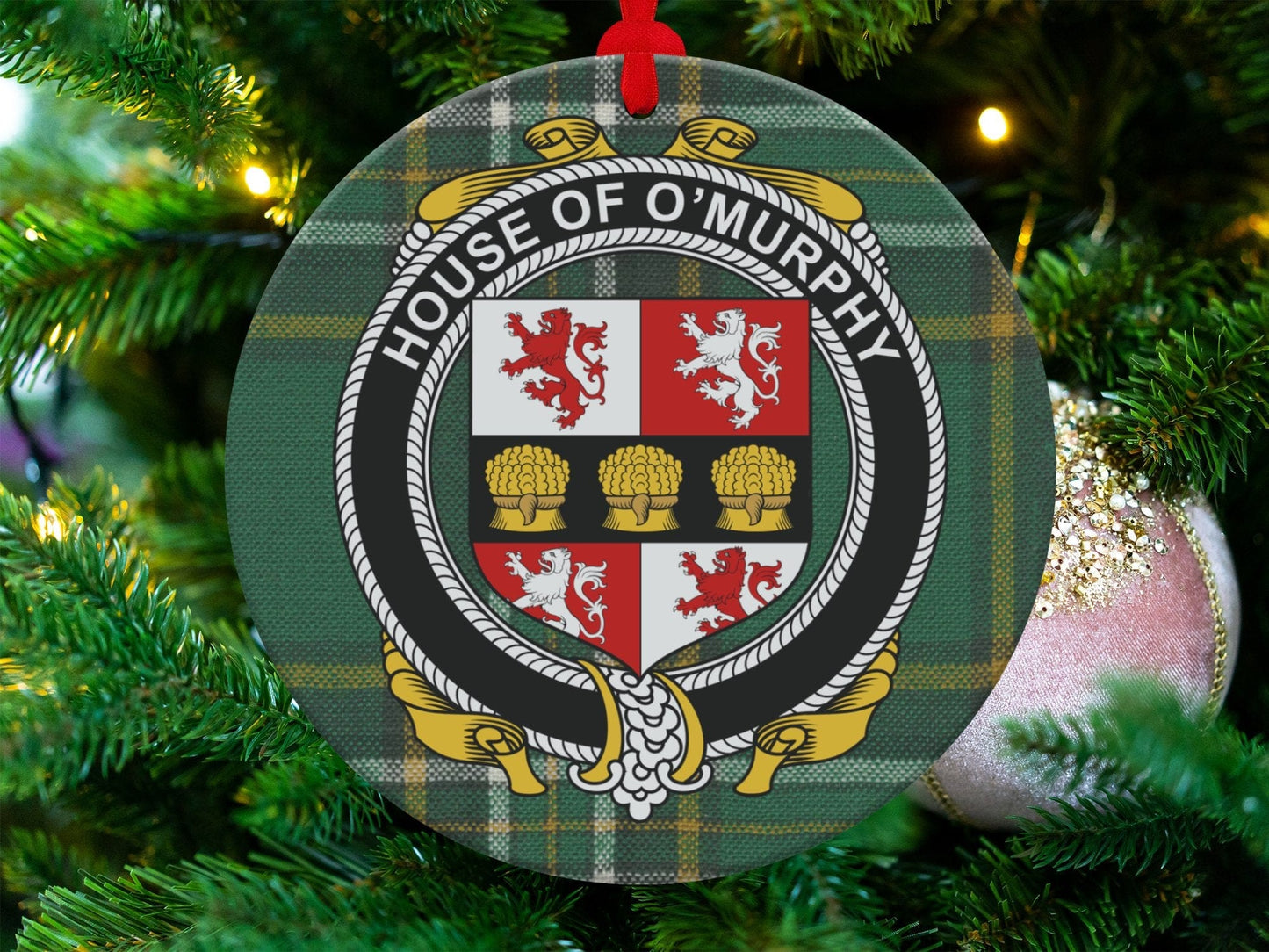 Physical Item O'Murphy Crest Irish Surname Tartan Christmas Ornaments