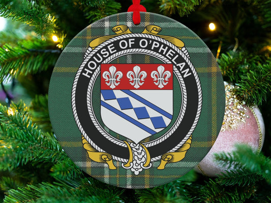 Physical Item O'Phelan Crest Irish surname tartan christmas ornament Ornaments