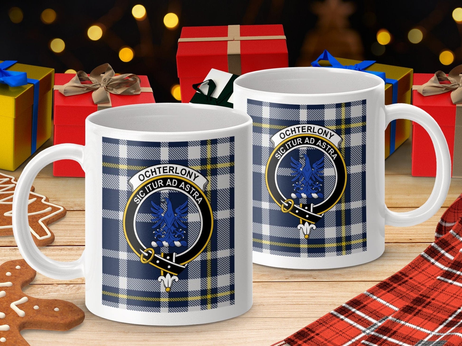 Physical Item Ochterlony Clan Scottish Tartan Crest Mugs