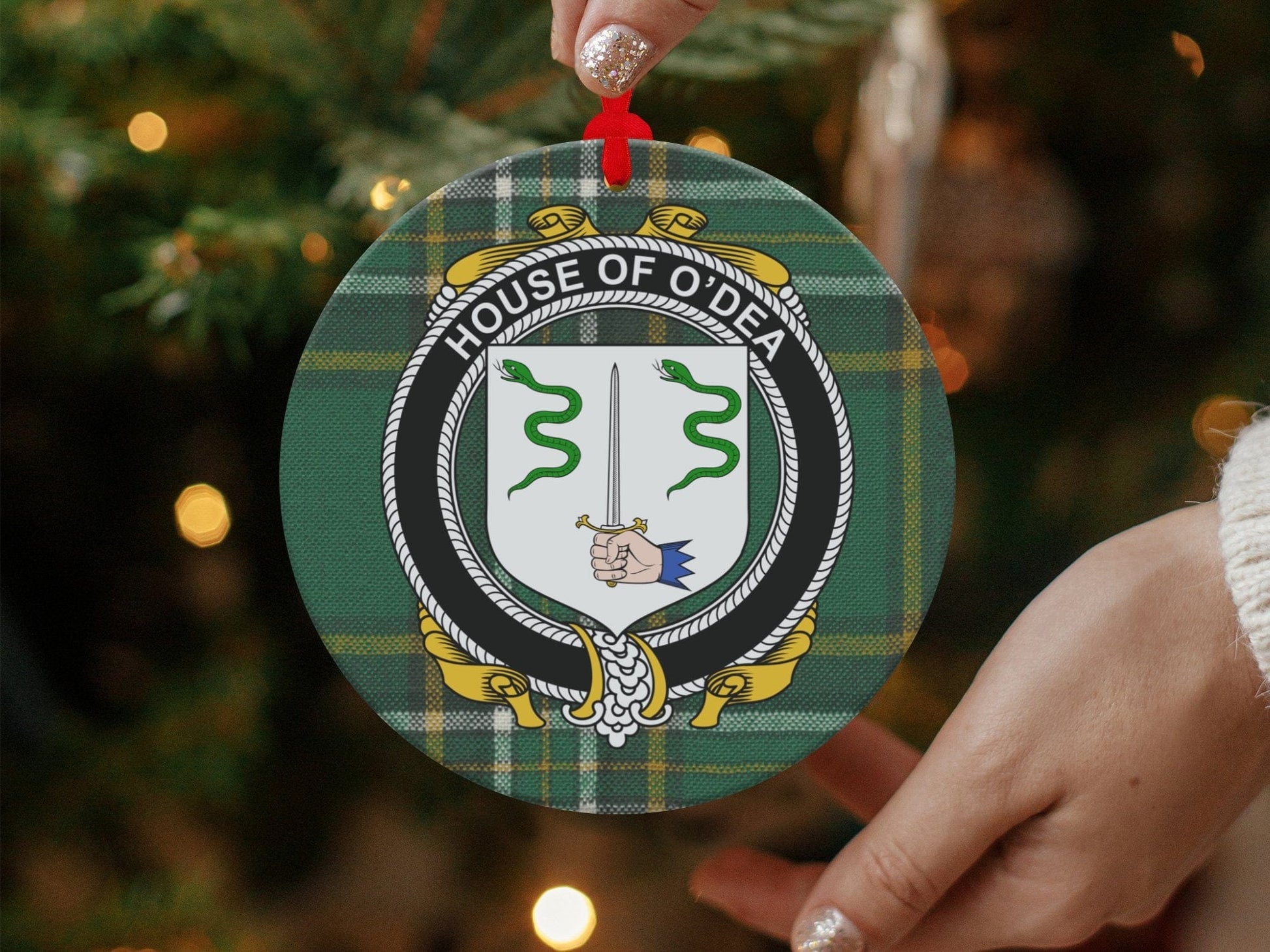 Physical Item Odea Crest Irish tartan Christmas Ornaments