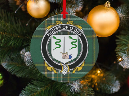 Physical Item Odea Crest Irish tartan Christmas Ornaments