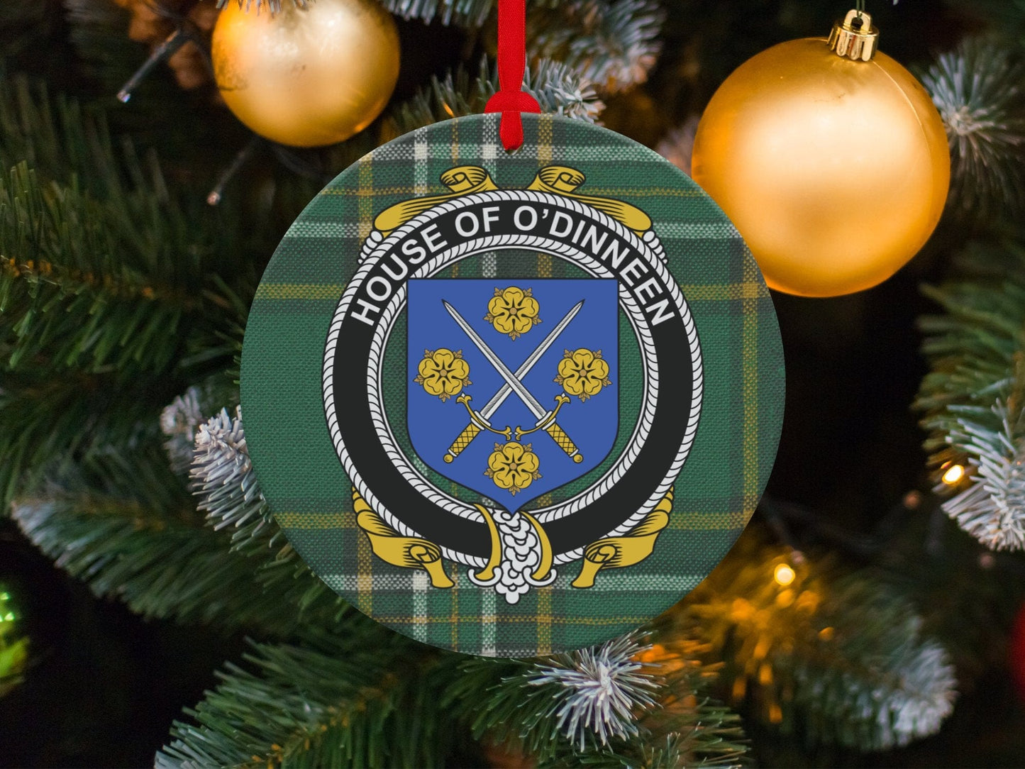 Physical Item ODinneen Crest Irish tartan Christmas ornament decoration Ornaments