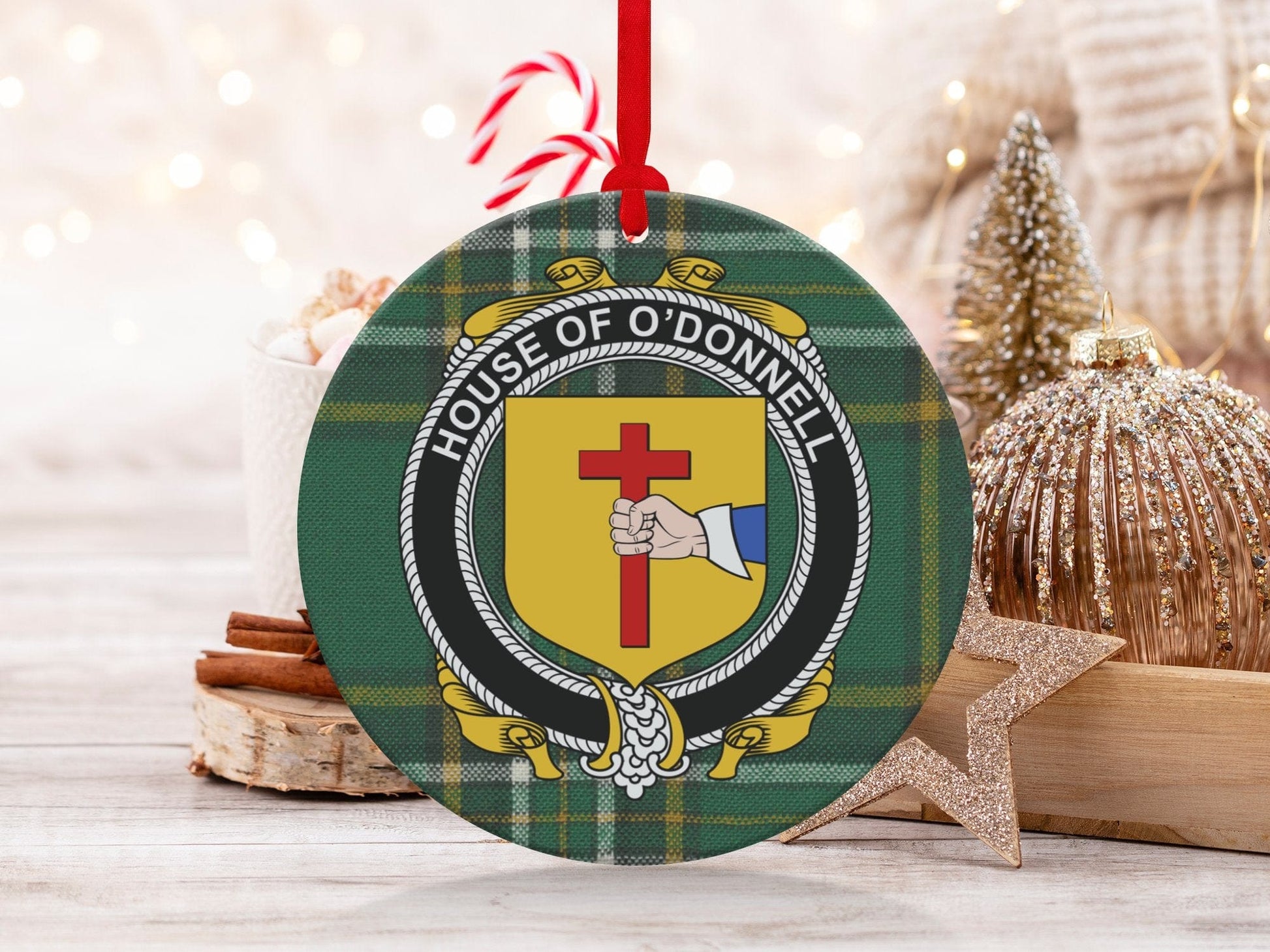 Physical Item ODonnell Crest Irish tartan Christmas ornament decoration Ornaments