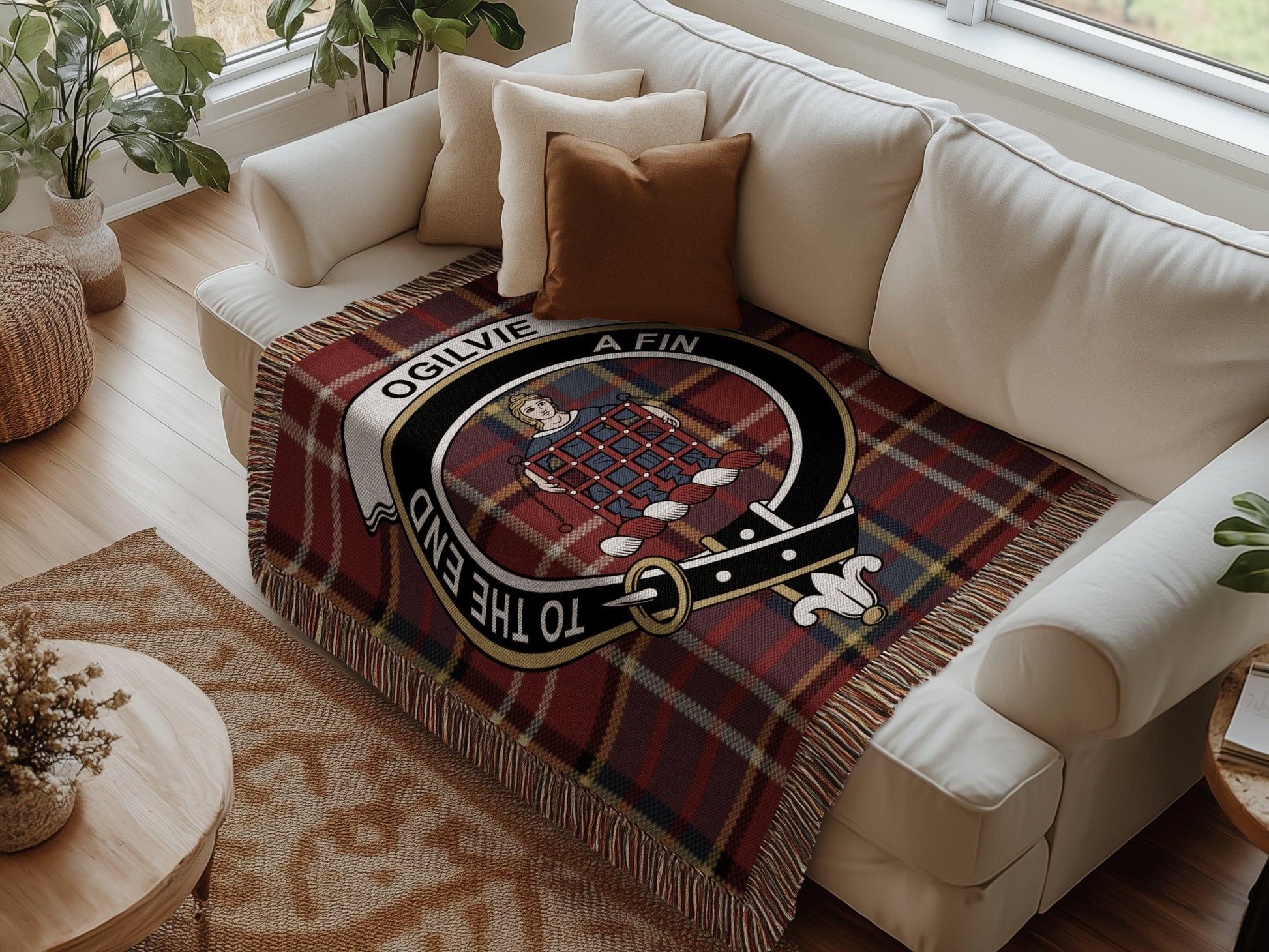 Physical Item Ogilvie Clan Crest Tartan Scottish Woven Blanket