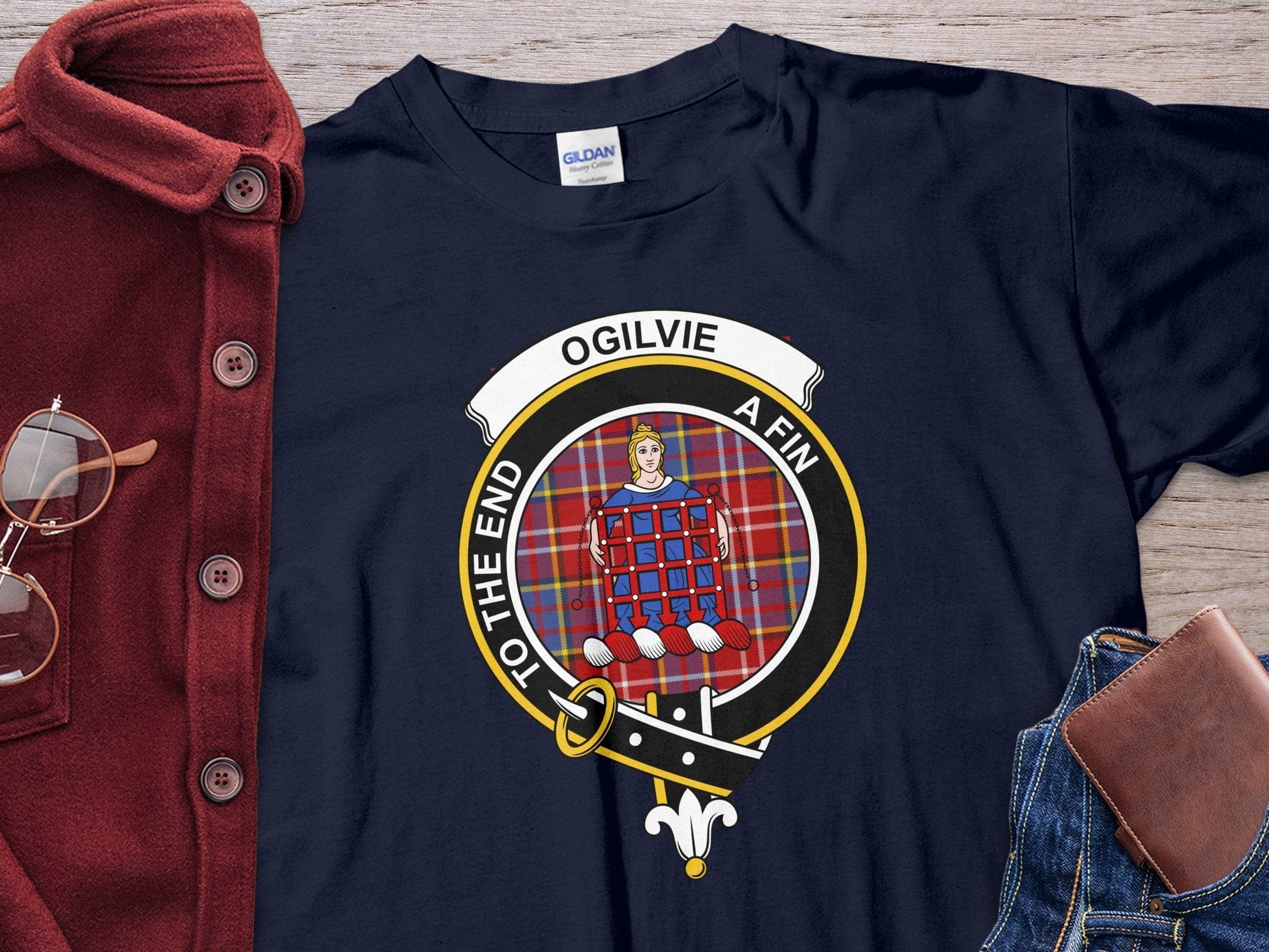 Physical Item Ogilvie Scottish Clan Crest Tartan Unisex T-shirt