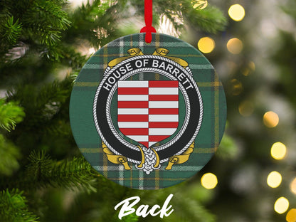 Physical Item Ornaments #1 / two sided print 3.6" Barrett Crest Irish tartan Christmas ornament decoration Ornaments