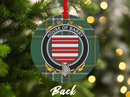 Physical Item Ornaments #1 / two sided print 3.6" Barry Crest Irish tartan Christmas ornament decoration Ornaments