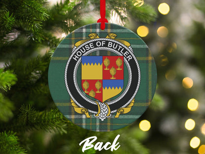 Physical Item Ornaments #1 / two sided print 3.6" Butler Crest Irish tartan Christmas Ornament Decoration Ornaments