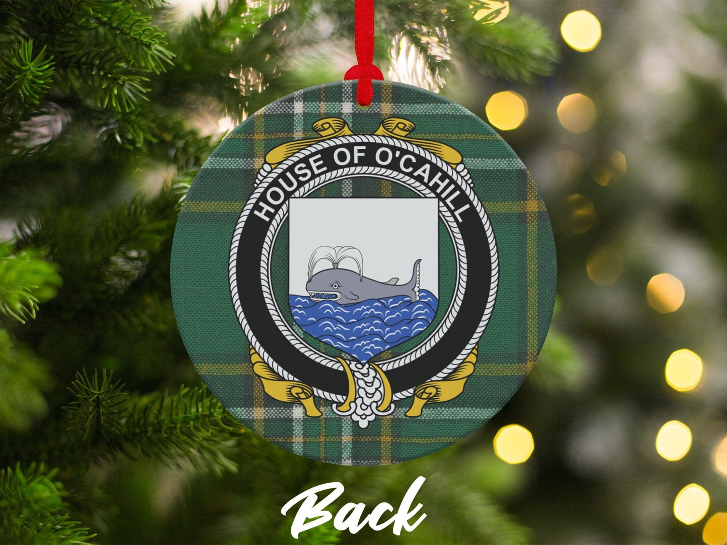 Physical Item Ornaments #1 / two sided print 3.6" Cahill Crest Irish tartan Christmas ornament decoration Ornaments