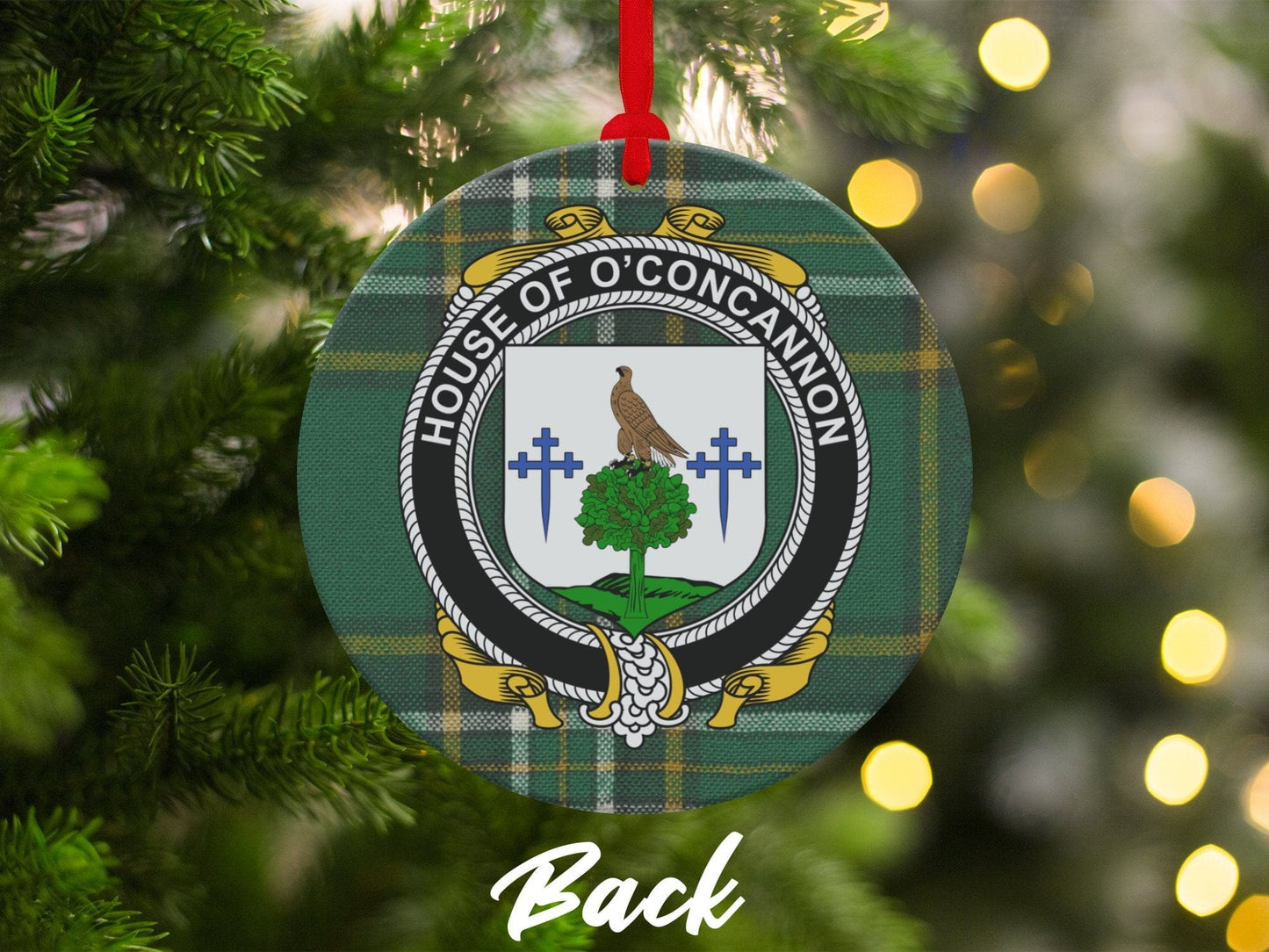 Physical Item Ornaments #1 / two sided print 3.6" Concannon Crest Irish Tartan Christmas Ornament Decoration